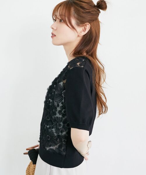 le.coeur blanc カーディガン 「大人気！！」チュール刺繍ハーフ