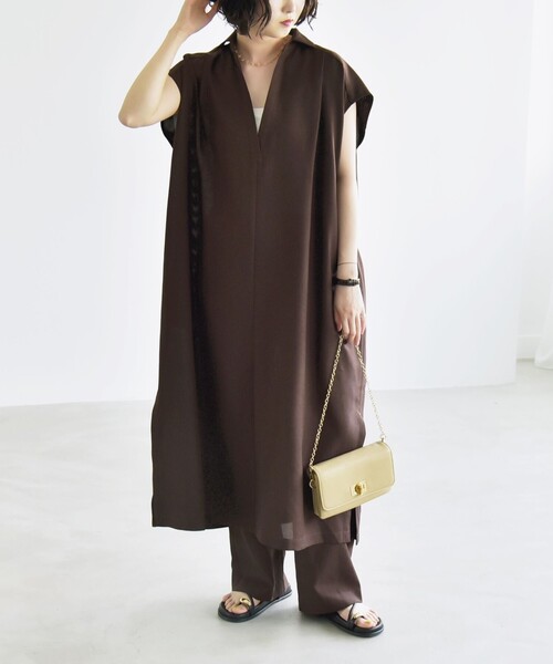 タグ付 【24SS】かぐれ リネンレーヨンスキッパーワンピース 洗える タグ付 【24SS】かぐれ リネンレーヨンスキッパーワンピース