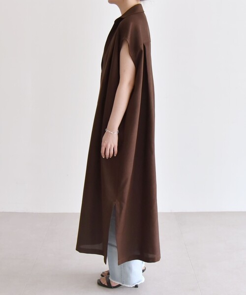 カランシエル（quaranciel）/quaranciel:〈洗濯機可能〉リネン ライク スキッパー シャツ ワンピース＆パンツ セットア quaranciel ワンピース quaranciel:「洗濯機可能」リネン ライク