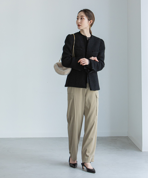 NOBLE ノーカラージャケット38 NOBLE（ノーブル） ノーカラージャケット 38 ブラック レディース