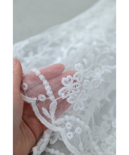 cawaii ブラウス シャツ ふんわり柔らかなシアーベールの刺繍