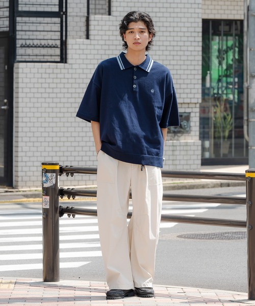 ニット ポロシャツ  (Light Blue) M COOLMAX POLO サックスハニカムニットポロシャツ（半袖