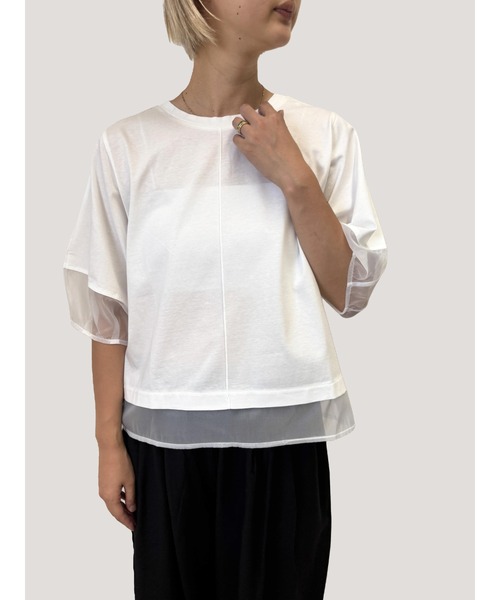 tシャツ ドライタッチコットン シアーランタンスリーブT レディース