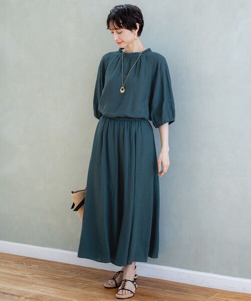 ワイドパンツ パンツ 「洗える」LIBECOリネン ガウチョ レディース