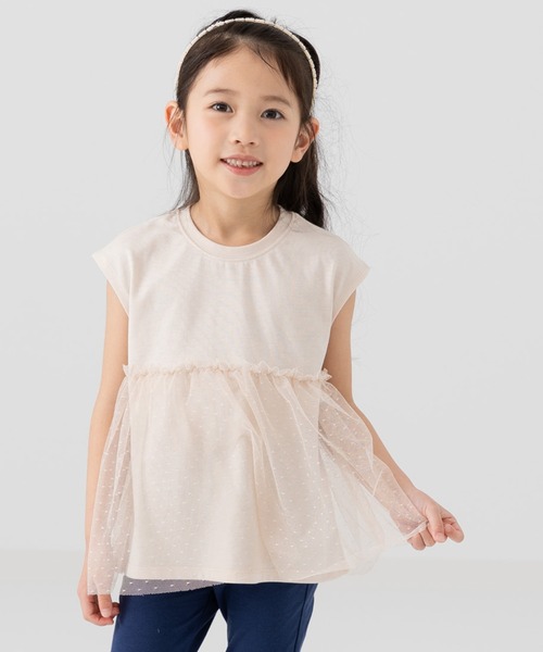 chil2 チュニック チュール切替 レイヤードチュニック キッズ 子供服