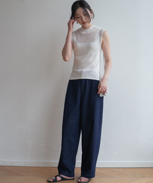 タンクトップ ノースリーブ 春夏服にピッタリ！ハイネックノースリーブ