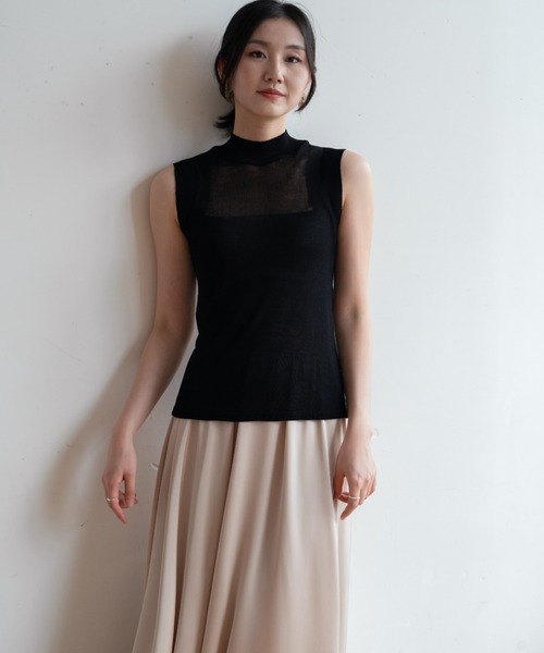 タンクトップ ノースリーブ 春夏服にピッタリ！ハイネックノースリーブ
