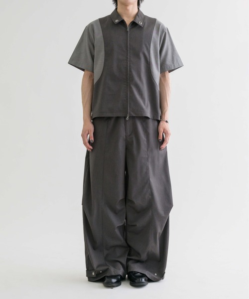 MASU バギースラックス　イージーパンツ WOOL LIKE EASY WIDE SLACKS：ウエストゴム ウールライク