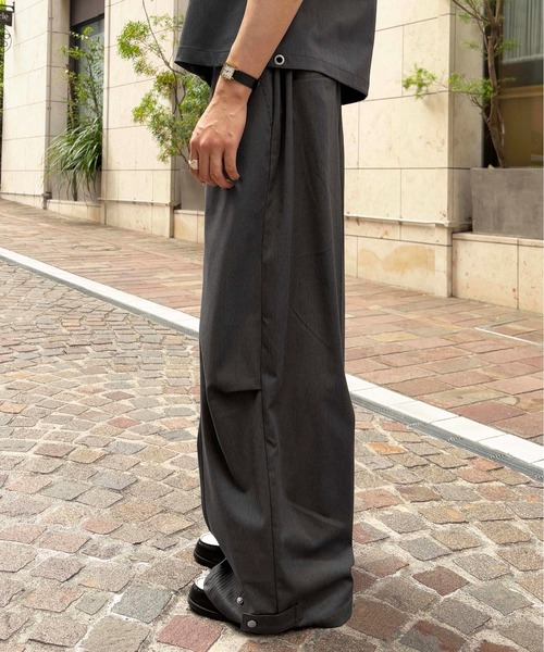 ワイドパンツ スラックス 「EPNK」Eyelet easy baggy slacks