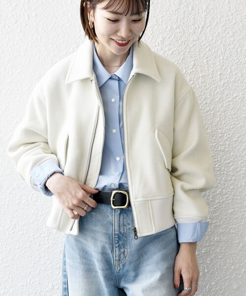 「SHIPS any」 ジップアップブルゾン ONE SIZE ライトグレー レディース_画像3