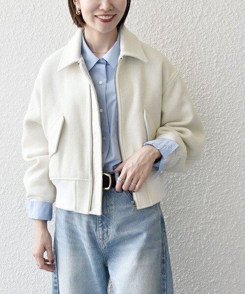 「SHIPS any」 ジップアップブルゾン ONE SIZE ライトグレー レディース_画像4