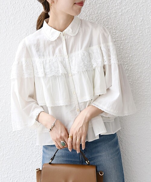 「SHIPS any」 半袖シャツ ONE SIZE オフホワイト レディース