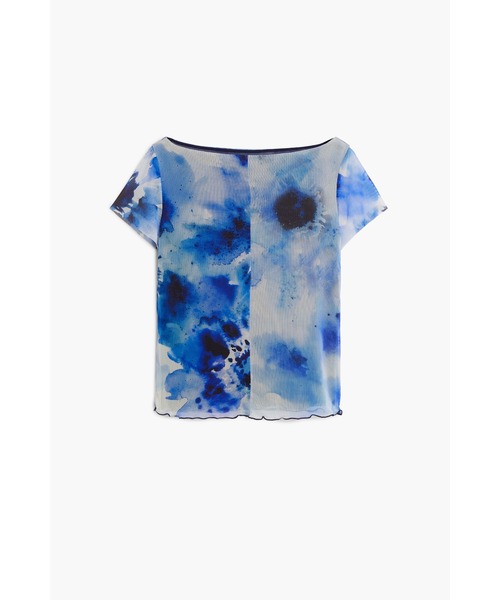 tシャツ タイダイプリントクロップドTシャツ　ミニ丈 レディース