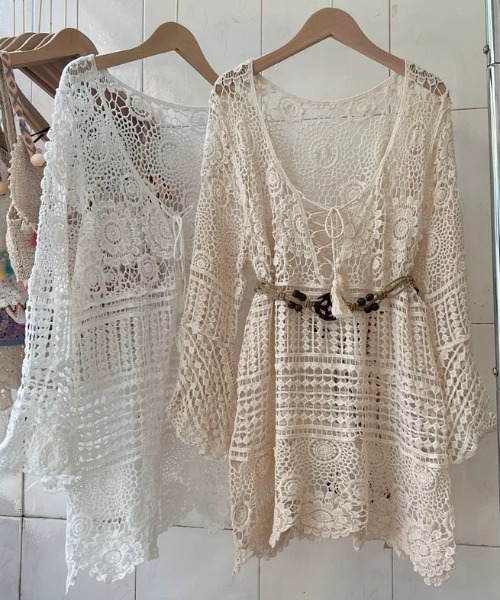 vintage クロシェ チュニック ワンピース クロシェニット キャミチュニックワンピース ジュエティ - メルカリ