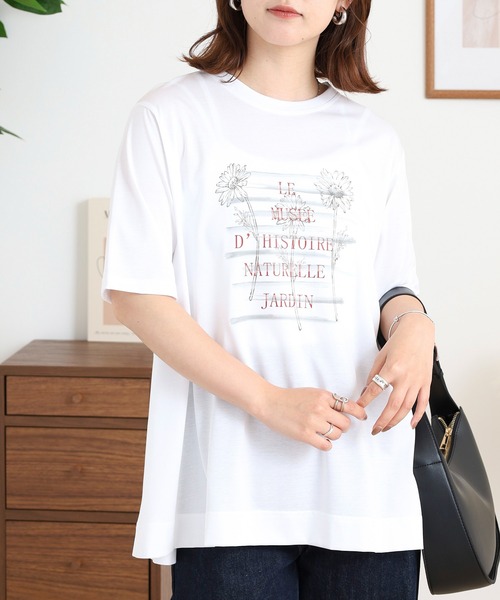 tシャツ BRODIAEA かすれプリント半袖Tシャツ レディース