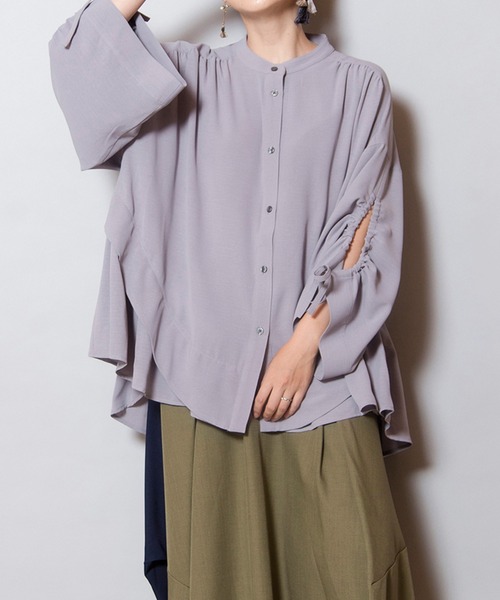 「OSMOSIS」 「loaf」長袖ブラウス ONE SIZE グレー レディース