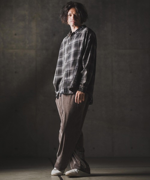GLIMCLAP パンツ mp13873-Velour fabric wide-leg trousers ベロア
