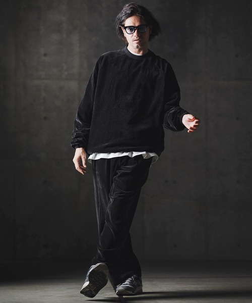 GLIMCLAP ワイドパンツ パンツ mp13873-Velour fabric wide-leg