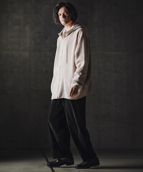 GLIMCLAP パンツ mp13873-Velour fabric wide-leg trousers ベロア