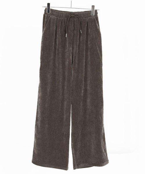 GLIMCLAP パンツ mp13873-Velour fabric wide-leg trousers ベロア
