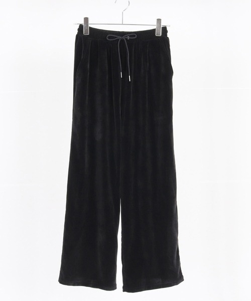 GLIMCLAP パンツ mp13873-Velour fabric wide-leg trousers ベロア
