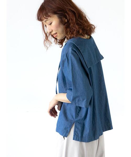 MHL.◆セーラーカラー/長袖ブラウス/1/コットン/WHT/595-3153512 コットンリネンセーラーカラーブラウス（&yarn）の商品詳細