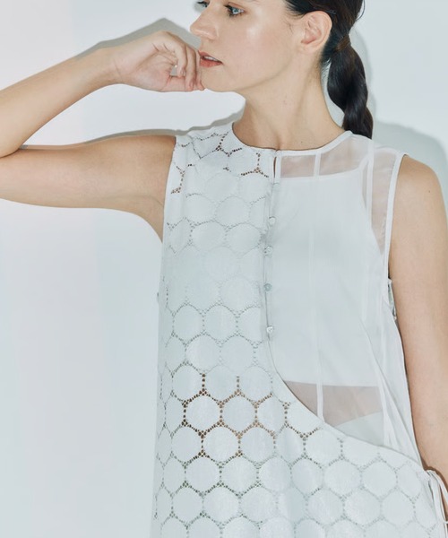 ビアズリー】ギンガムティアードノースリーブワンピース ティアード