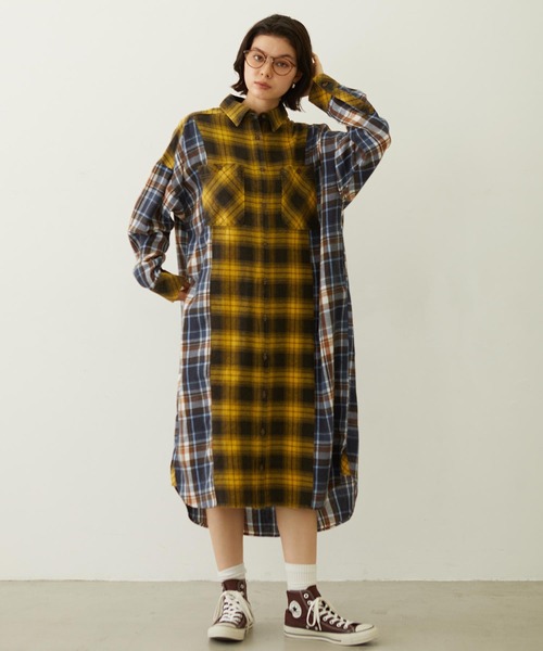 MILKFED.（ミルクフェド） ワンピース WASHED PANEL SHIRT DRESS