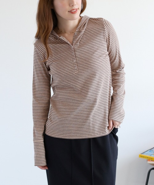 cepo（セポ） tシャツ ヘンリーネックパーカーカットソー レディース