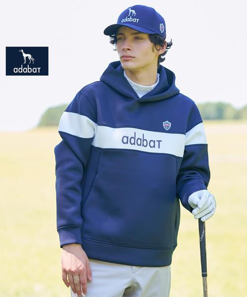 アダバットネイビー　ADABAT NAVY　裏起毛 ブロッキングラインロゴフーディー　レディス adabat（アダバット） パーカー 「新レーベル ADABAT NAVY