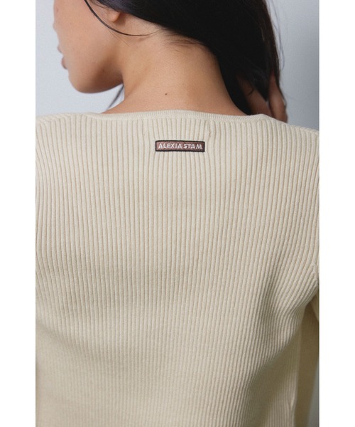 ALEXIA STAM（アリシアスタン） tシャツ Rib Knit Ribbon Cardigan