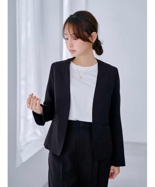 コート アウター ソフトドビーノーカラージャケット 「低身長・小柄