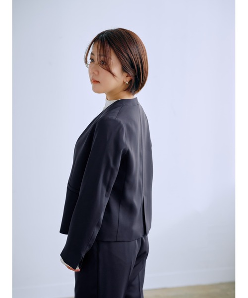 コート アウター ソフトドビーノーカラージャケット 「低身長・小柄