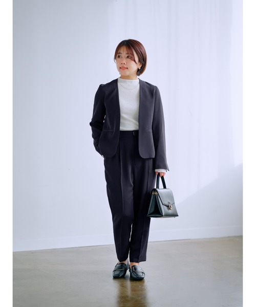 コート アウター ソフトドビーノーカラージャケット 「低身長・小柄