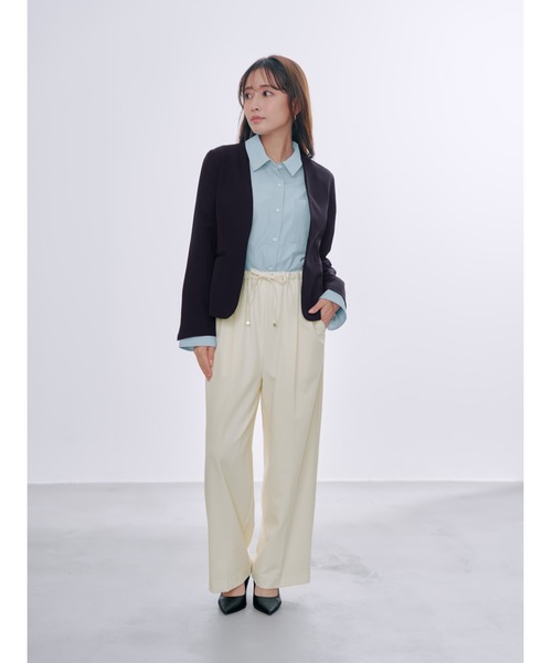 コート アウター ソフトドビーノーカラージャケット 「低身長・小柄