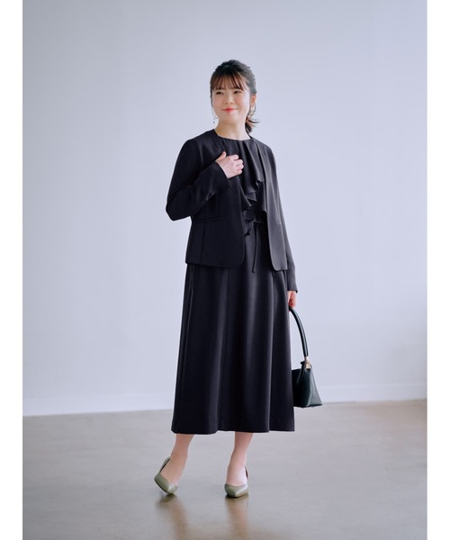 コート アウター ソフトドビーノーカラージャケット 「低身長・小柄