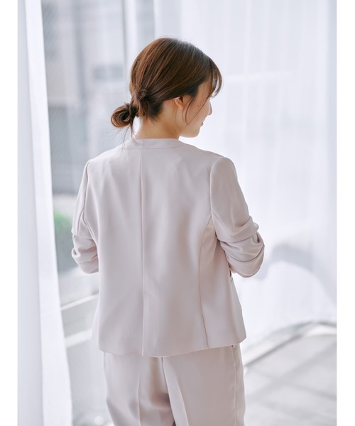 コート アウター ソフトドビーノーカラージャケット 「低身長・小柄