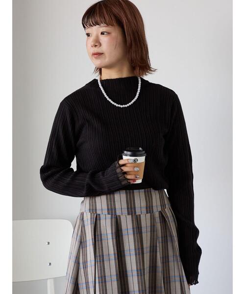 ehka sopo（エヘカソポ） ニット セーター 袖フリルモックネックニット