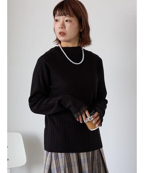 ehka sopo（エヘカソポ） ニット セーター 袖フリルモックネックニット