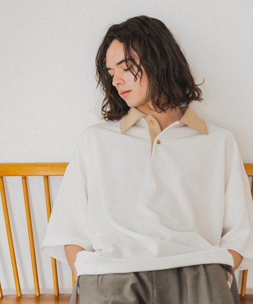 「Casper John」 半袖ポロシャツ MEDIUM ベージュ メンズ_画像2