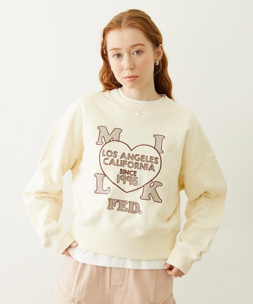 ミルクフェド  トレーナー　スウェット MILKFED.（ミルクフェド） トレーナー スウェット STITCHED HEART LOGO