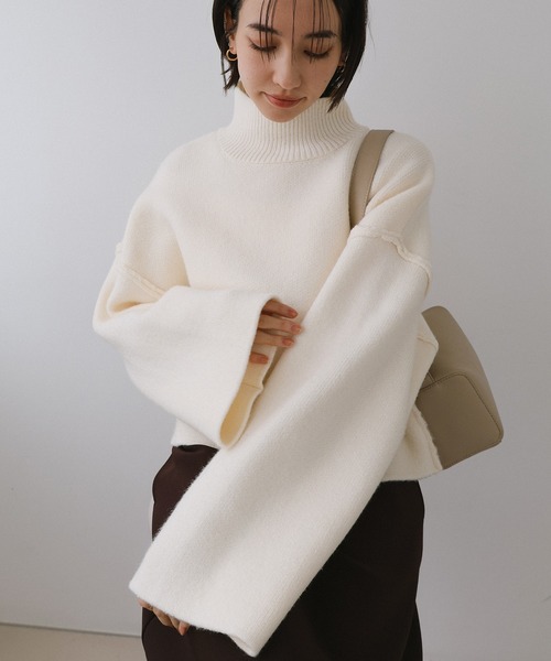 evernavy ニット セーター ゴマジャガード編みハイネックニット