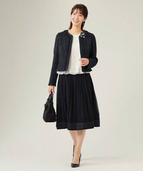 tobechic ジャケット　42 TO BE CHIC（トゥー ビー シック） ノーカラージャケット 42 ネイビー