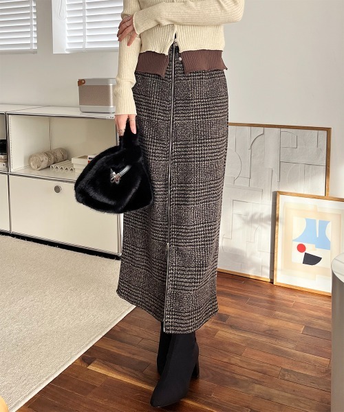 MARUZEN様確認用 スカート グレンチェック柄 フロントジップスカート : ZOZOTOWN Yahoo