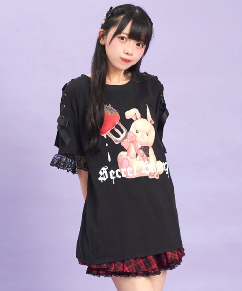「Secret Honey」 半袖Tシャツ FREE スミクロ レディース_画像7