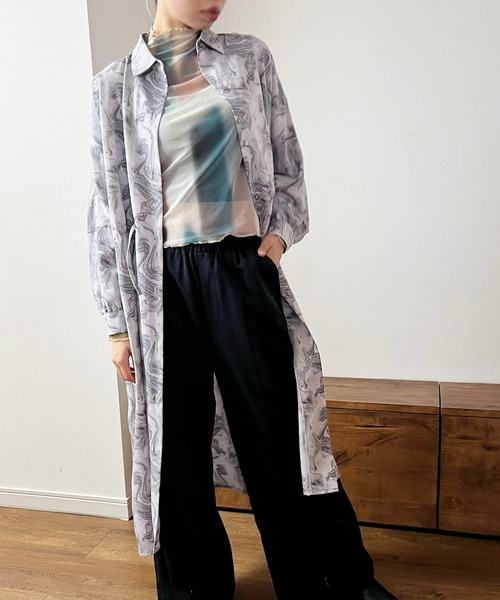 美品✨gogaku ゴガク　ASO グリーン　花柄　シャツワンピース　ロング　M GREENHOX シャツワンピース ロングシャツワンピース : ZOZOTOWN Yahoo