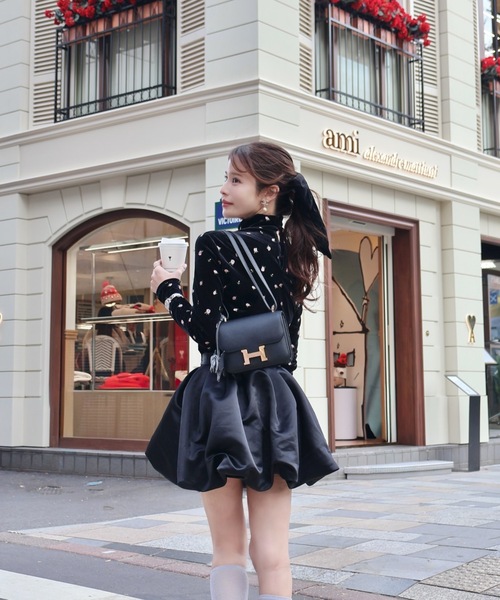 ROSY LUCE（ロージールーチェ） tシャツ FLOWER VELOR TOPS（フラワー