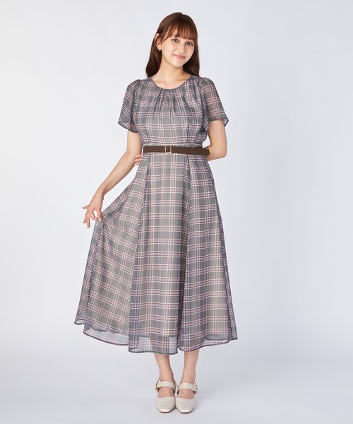 「LAISSE PASSE」 半袖ワンピース 36 グレー レディースの画像