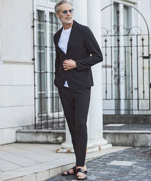 「AKM Contemporary」 スラックス M ブラック×ホワイト メンズ_画像9