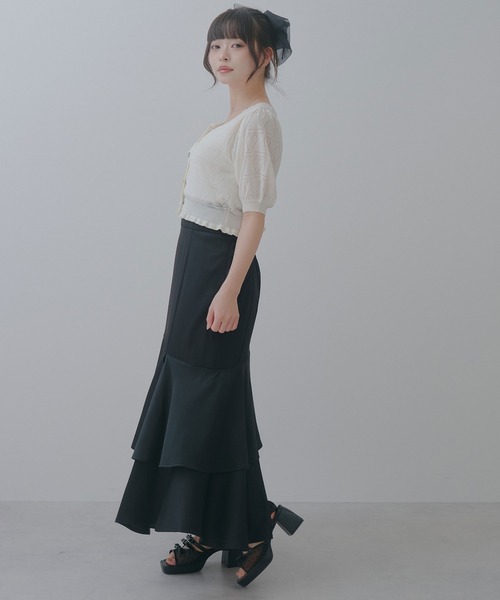 Lilymel（リリメル） ロング スカート スリット入りアシメフリル
